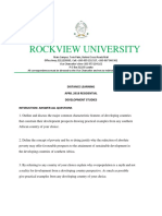 Rockview University: Distance Learning April 2018 Residential Development Studies Intsruction: Answer All Questions