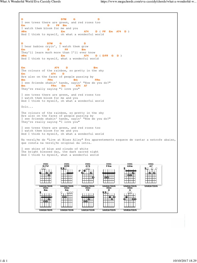 What A Wonderful World Eva Cassidy Chords Download Free PDF Leisure