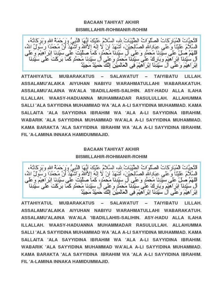 Bacaan Tahiyat Akhir Pdf