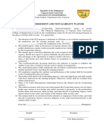 Training Agreement and Non Liability Waiver: Republic of The Philippines Cagayan State University College of Engineering