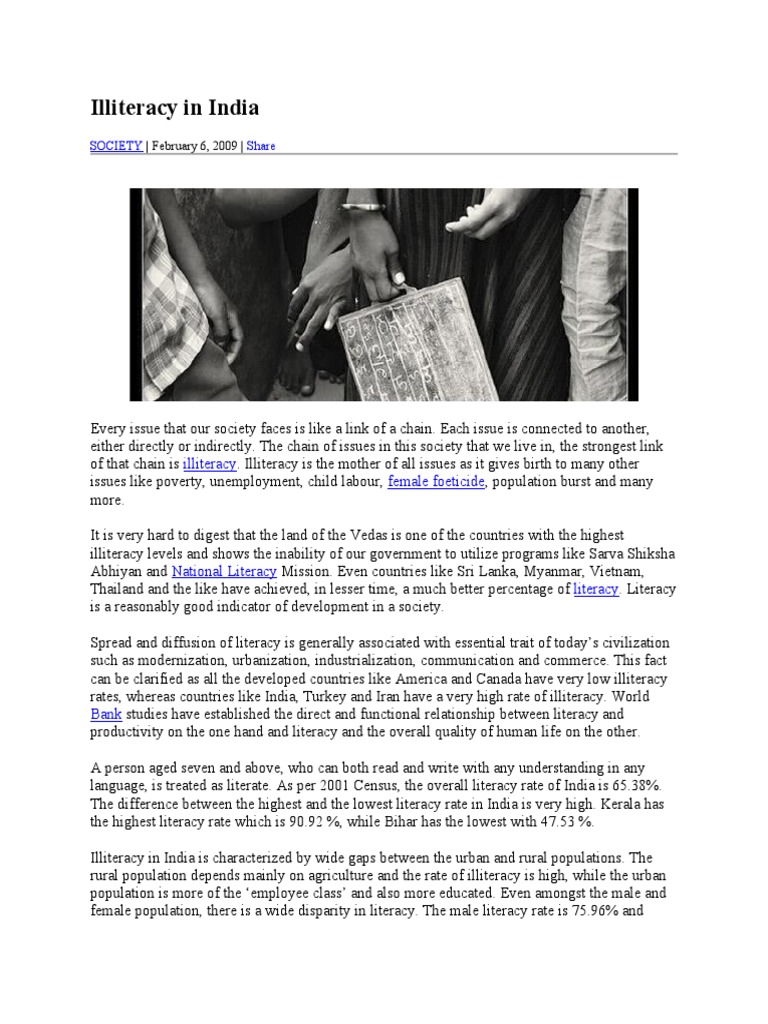 Illiteracy in India | PDF | Literacy | Poverty