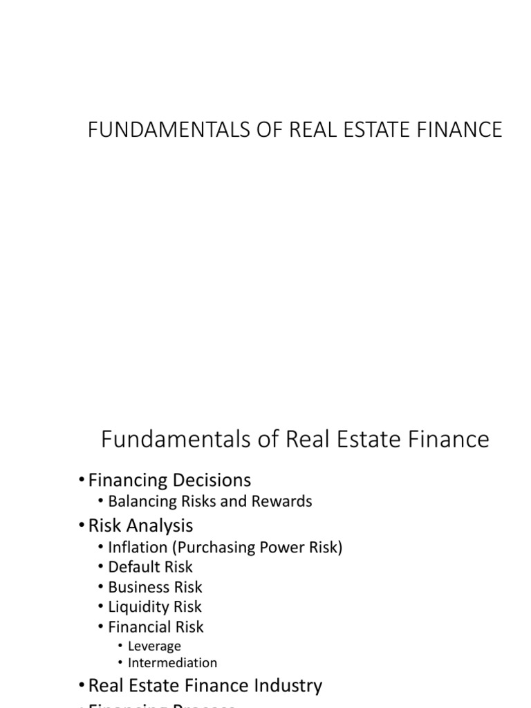 Fundamentals of Real Estate Finance PDF Government National