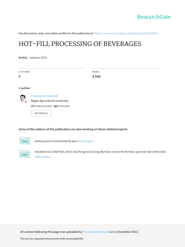 FRI International PHA Hot Fill Processing of Beverages PDF Vacuum