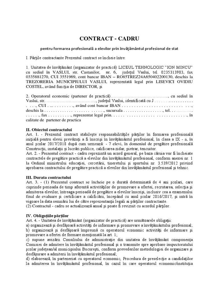 Contract Cadru