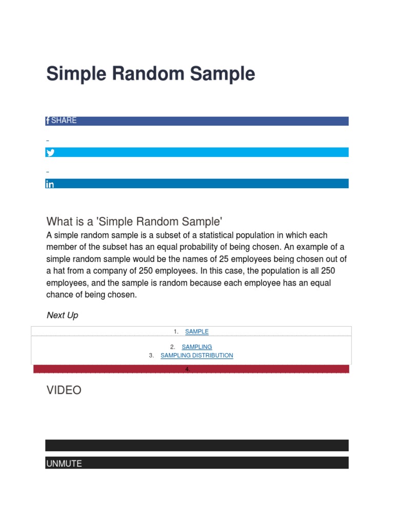 An Unbiased Introduction to Simple Random Sampling: Definition ...