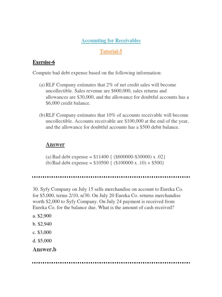 Accounting Receivable Accounting | PDF | Bad Debt | Debits And Credits