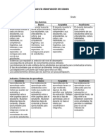 Instrumento (Rúbrica) para La Observación de Clases