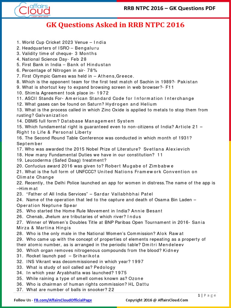 One Liner General Knowledge PDF (English) (For More Book - WWW ...