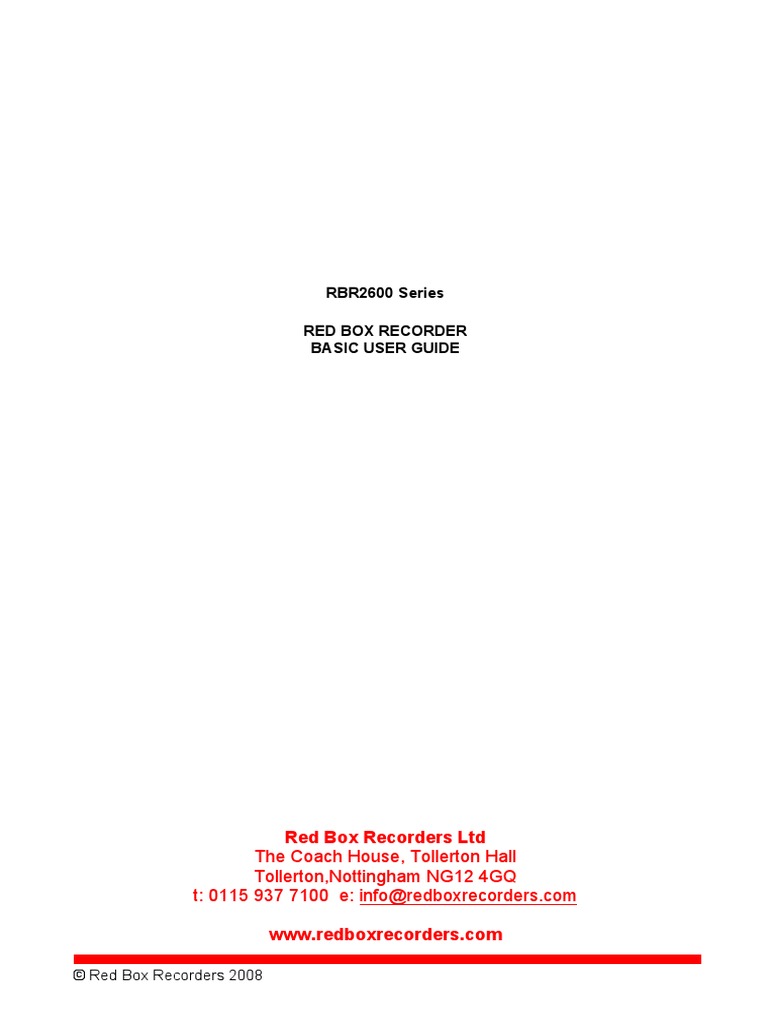 Red Box Recorder Basic User Guide R9 PDF Button Password