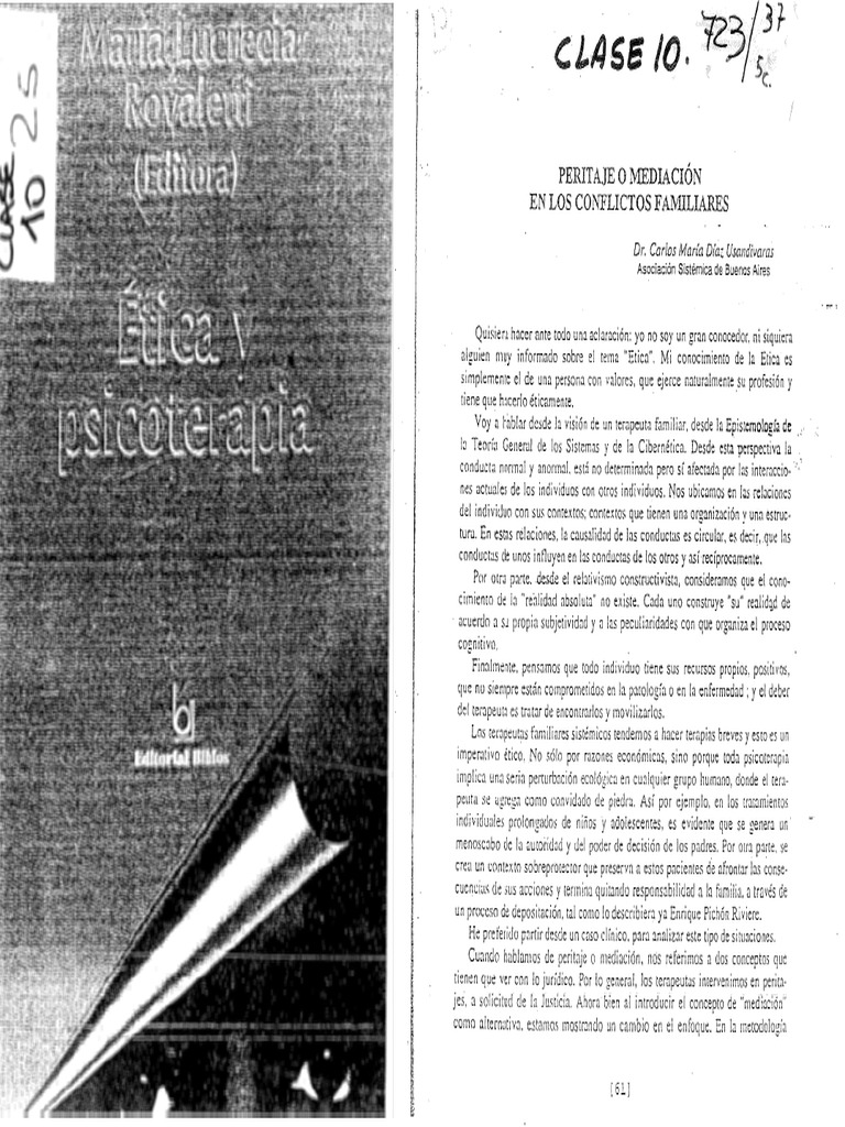 Diaz Usandivaras Peritaje o Mediacion en Los Conflictos Familiares PDF Aparición