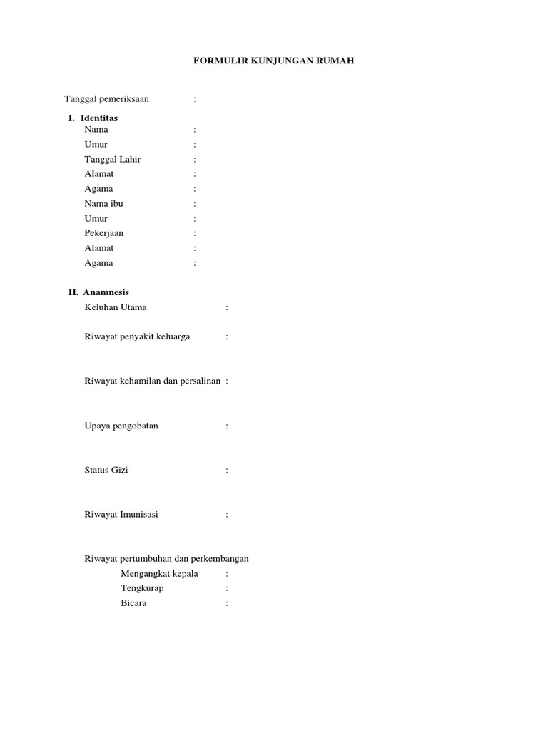 Formulir Kunjungan Rumah Medis | PDF | Social Science | Wellness
