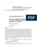 Where Does Philippine Education Go? The "K To 12" Program and Reform of Philippine Basic Education