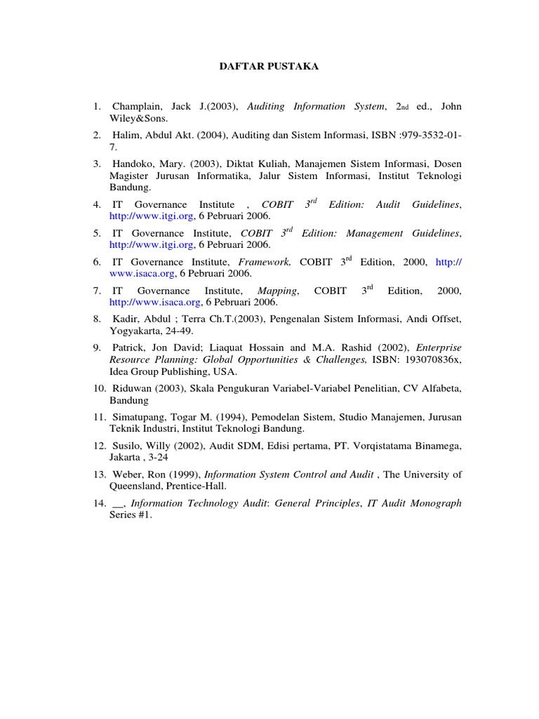 Instrumen Lembar Pertanyaan Audit Sistem Informasi Lengkap