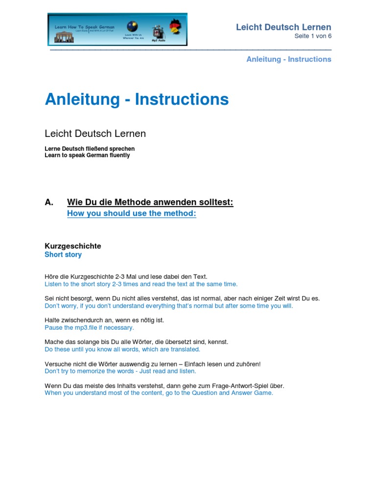 01 - Read First - Instructions Anleitung | PDF