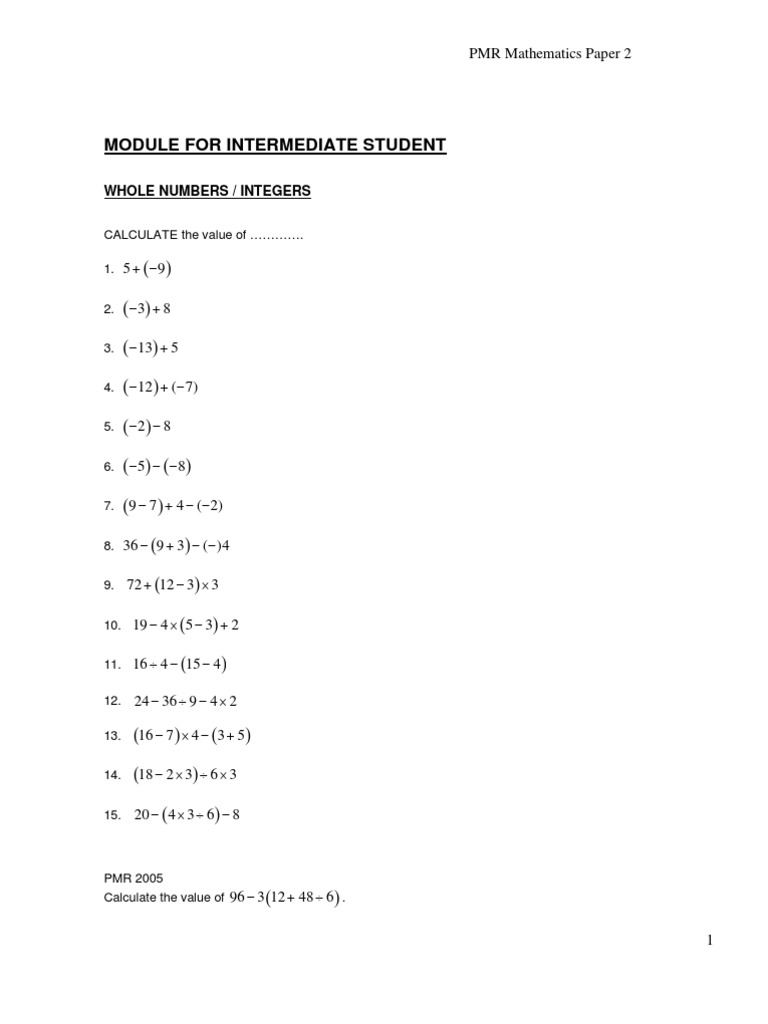 Modul Intermediate Math Pmr  Perpendicular  Cartesian 