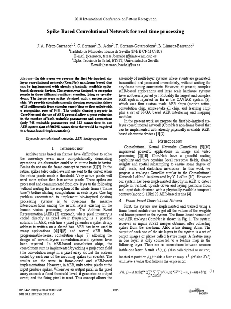 Spike-Based Convolutional Network For Real-Time Processing | PDF ...
