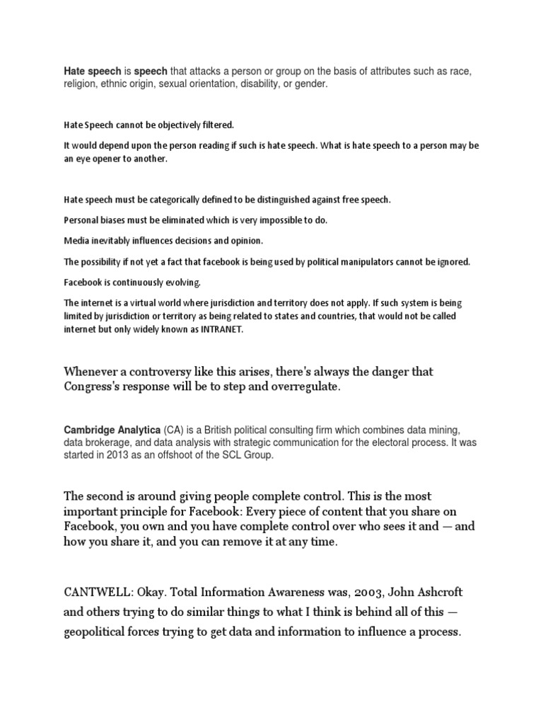 Understanding Hate Speech on Facebook | PDF | Hate Speech | Facebook