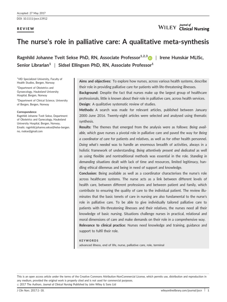 Development Of The Nurses‘ Willingness To Engage In Palliative Care ...
