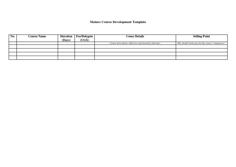 Mature Course Development Template Guide | PDF
