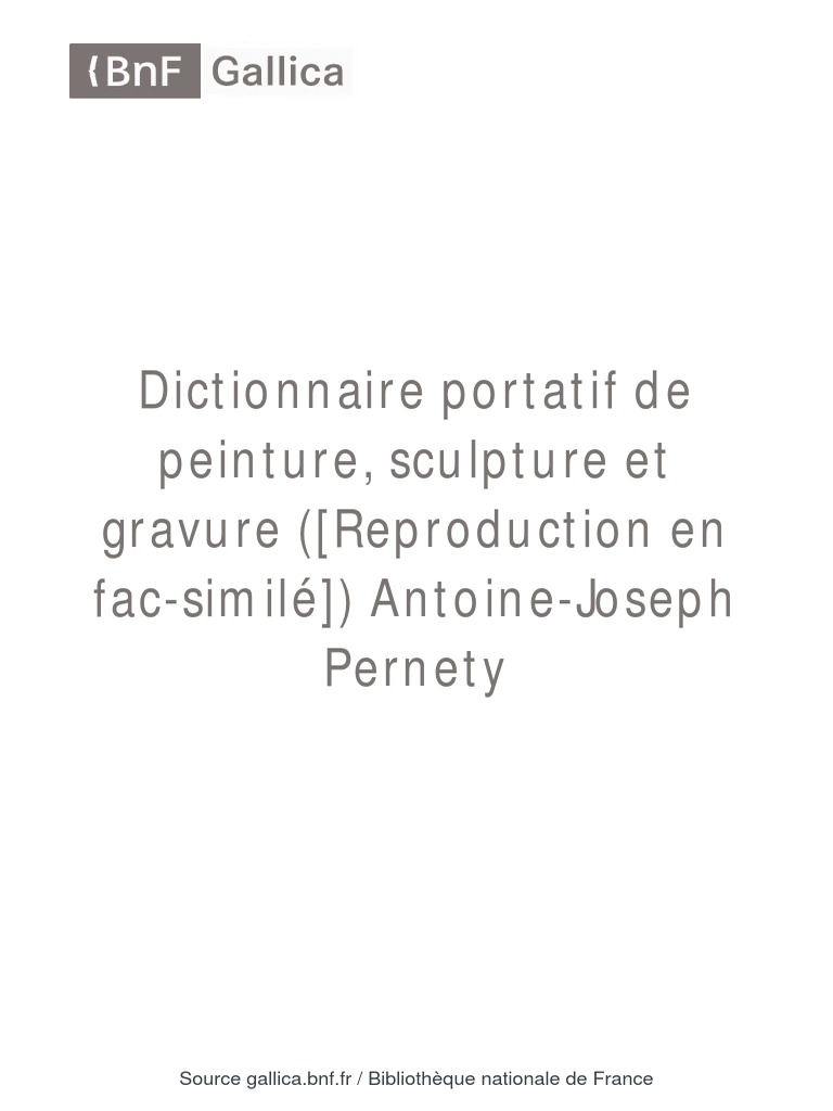 Dictionnaire Portatif de Peinture Sculpture (..