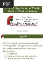 Us FDA Regulation of Plastics Used in Food