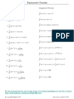 Di Erentiation Formula Integration Formula: Last Revised: August 14, 2012
