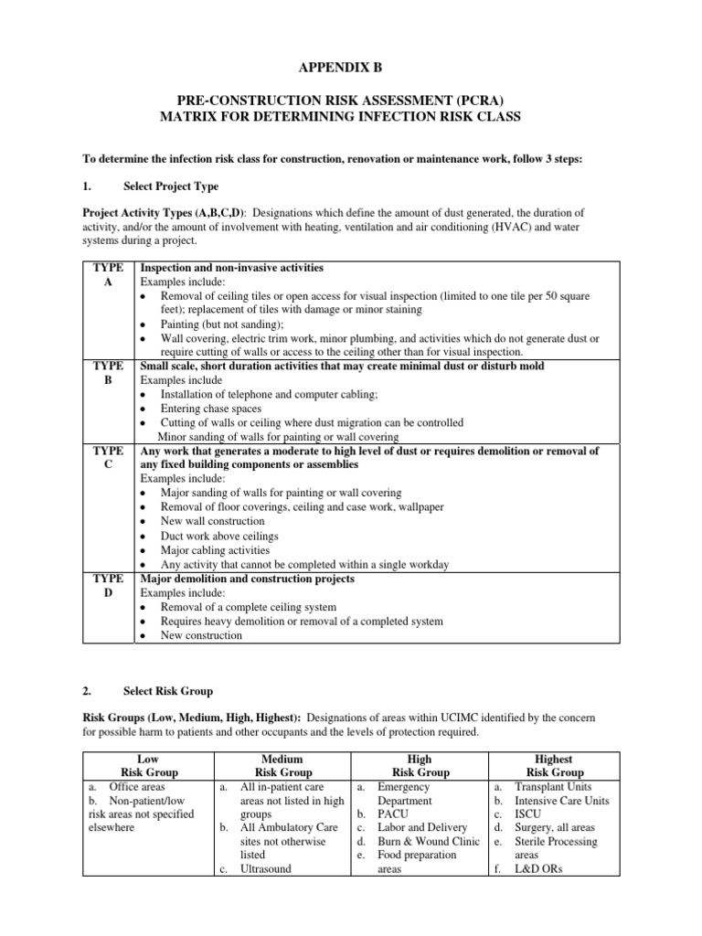 Pcra-Matrix Risk Class PDF | PDF | Ceiling | Hvac