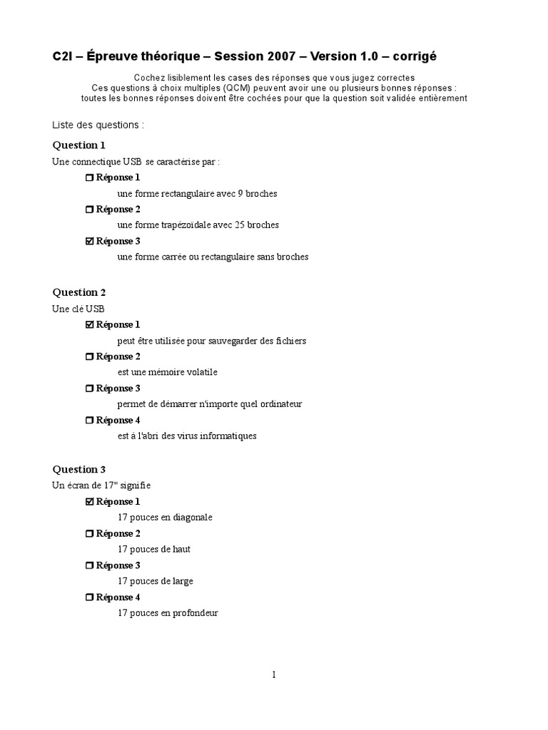 QCM Corrige PDF | PDF | Internet | Internet et Web