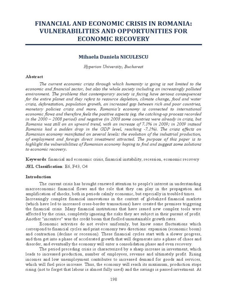 Romania's Economic Crisis: Challenges & Recovery | PDF | Financial ...
