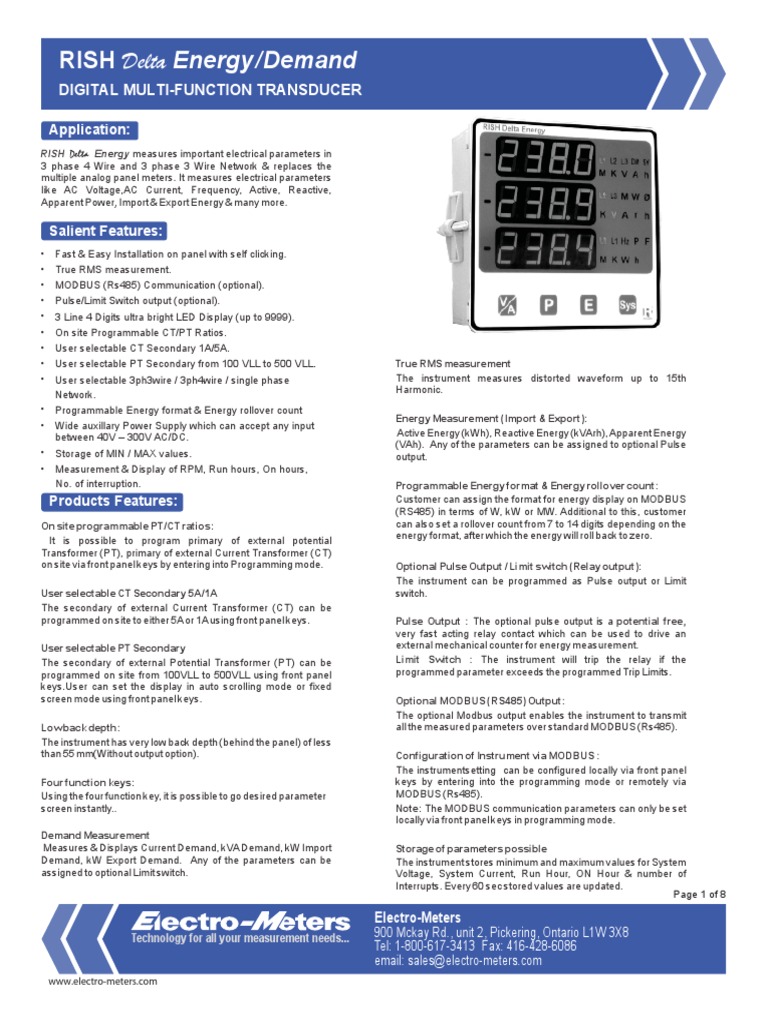 RISH Delta Energy-Demand | PDF | Ac Power | Relay
