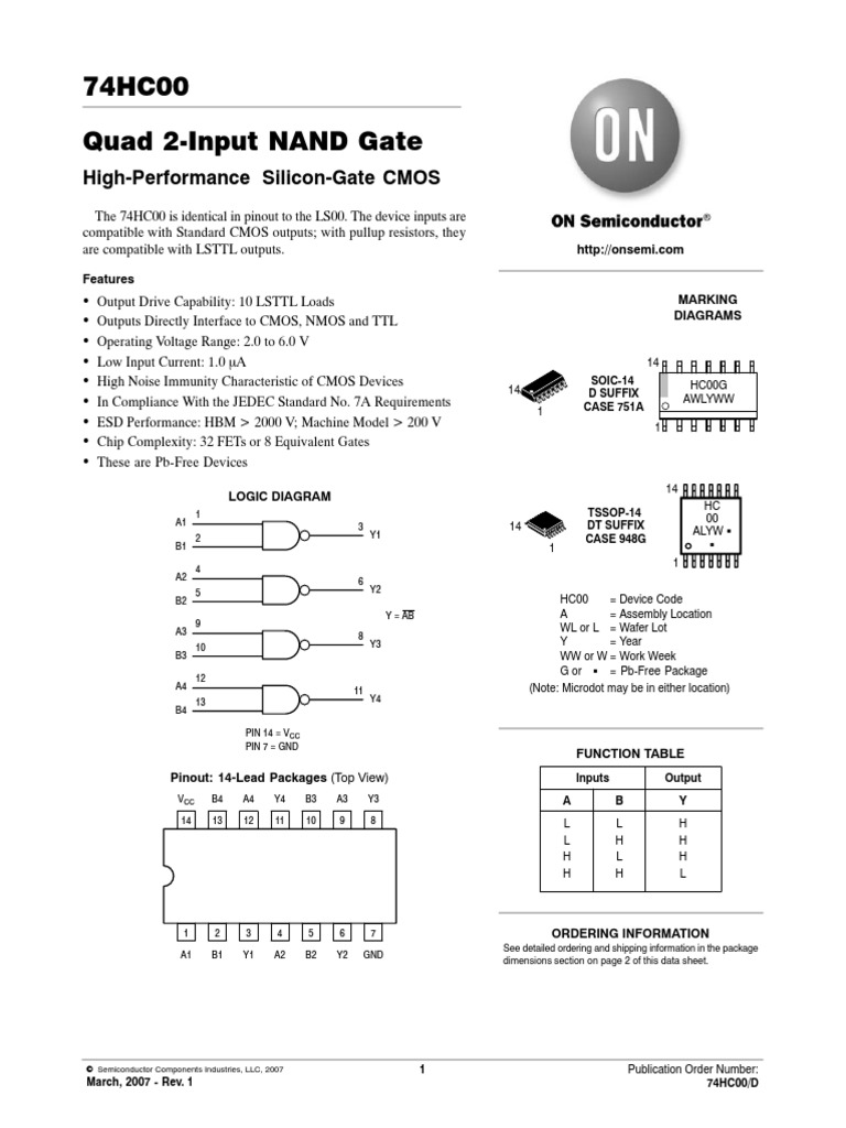 74hc00 Pdf Datasheet Pdf Cmos Electrical Engineering