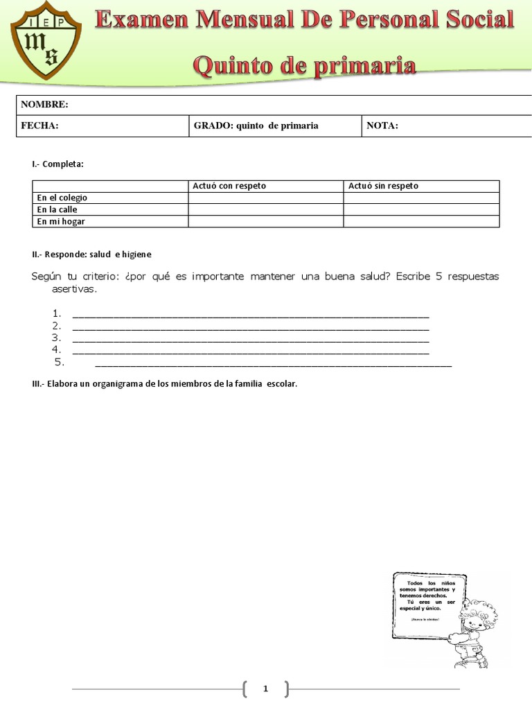 Examen Mensual de Personal Social Mayo Quinto | PDF | Alcalde | Gobierno