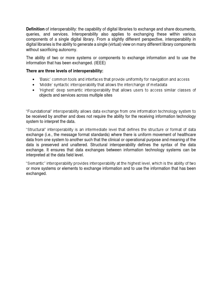 Definition of Interoperability | PDF