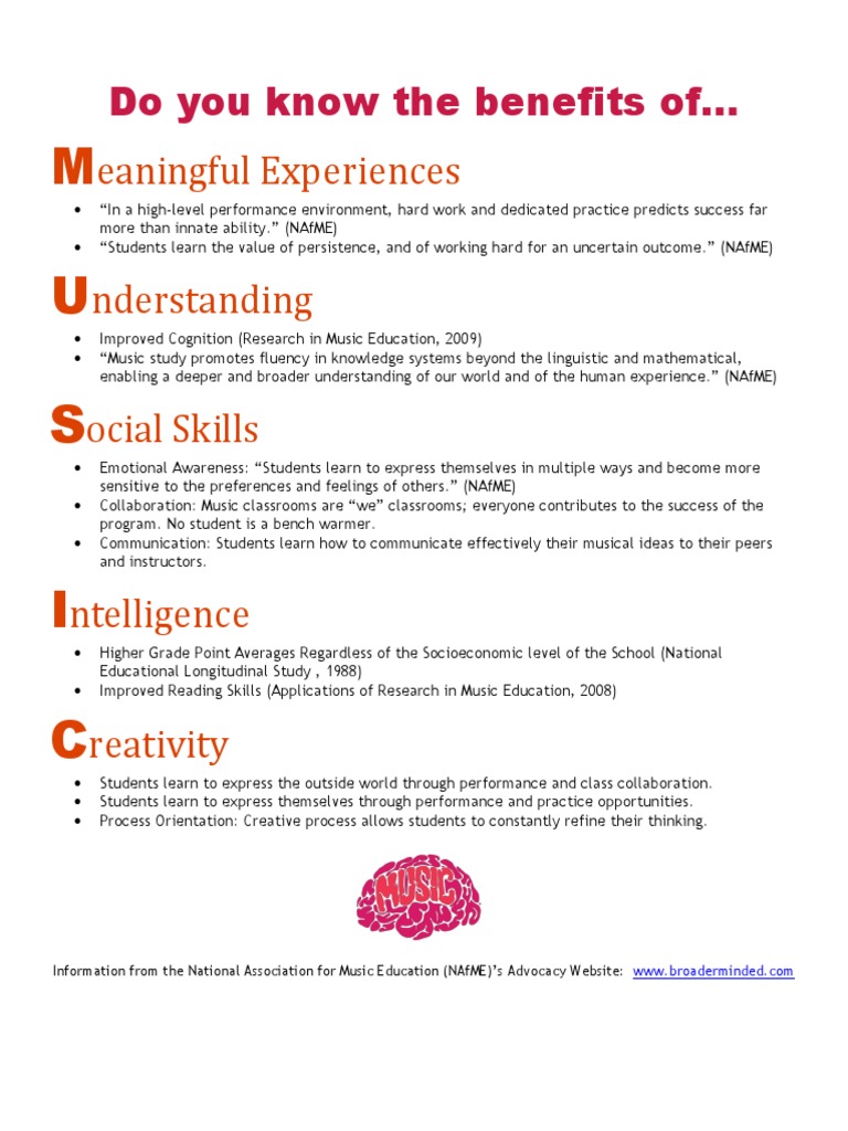 Benefits of Music Education | PDF