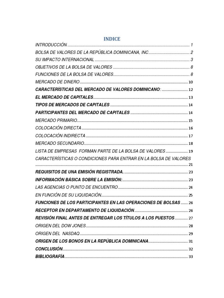 Bolsa de Valores en República Dominicana | PDF | Mercado secundario | Bolsa