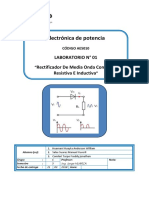 Electrónica de Potencia: Laboratorio #01 Rectificador de Media Onda Con Carga Resistiva E Inductiva