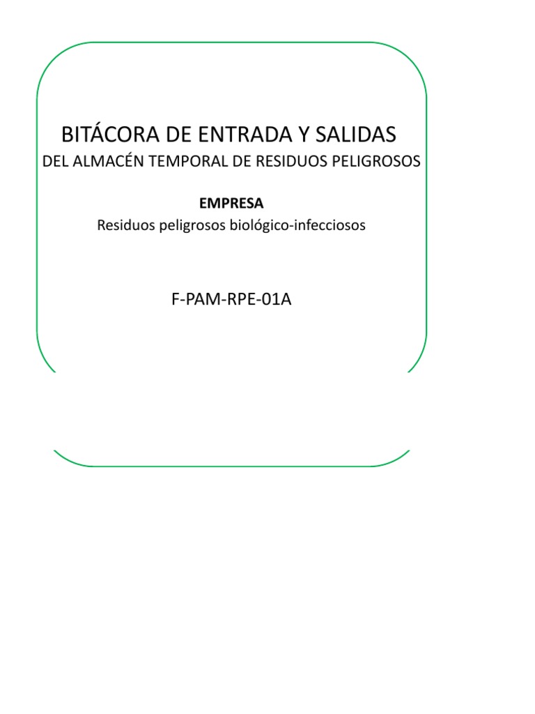 Bitácora RPBI | Descargar gratis PDF | Residuos | Contaminación