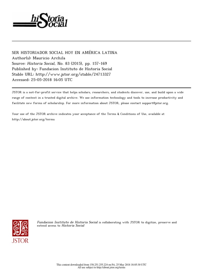 Archila, Mauricio Ser Historiador Social Hoy PDF marxismo