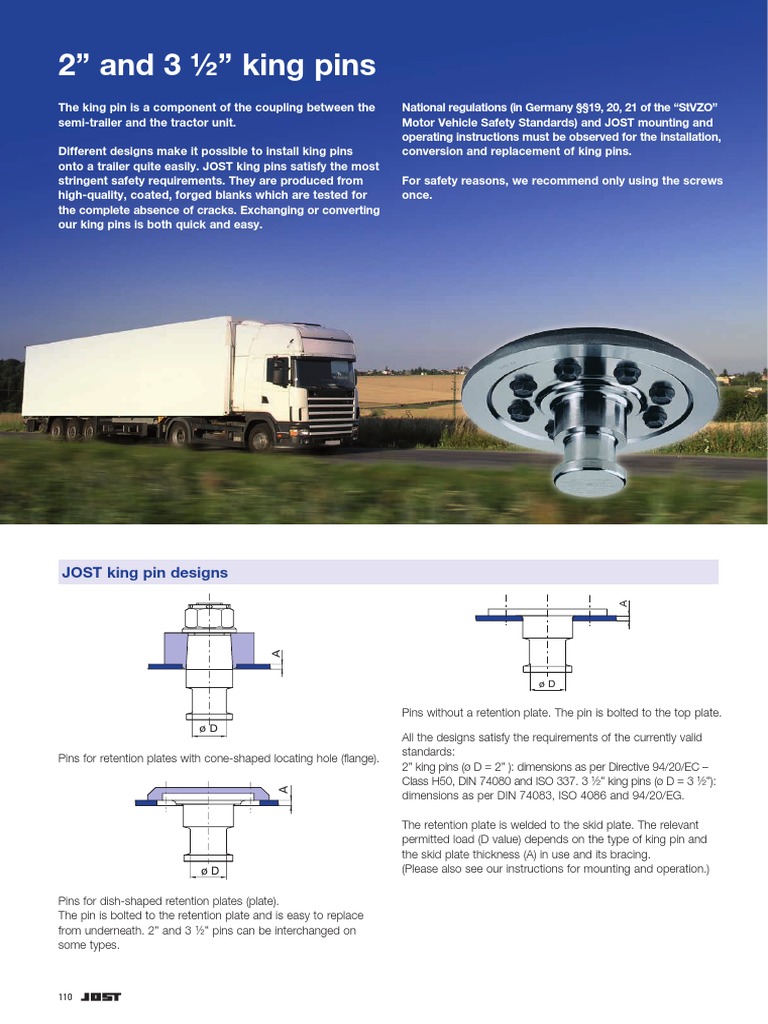 2" and 3 " King Pins JOST King Pin Designs PDF Screw Mechanical