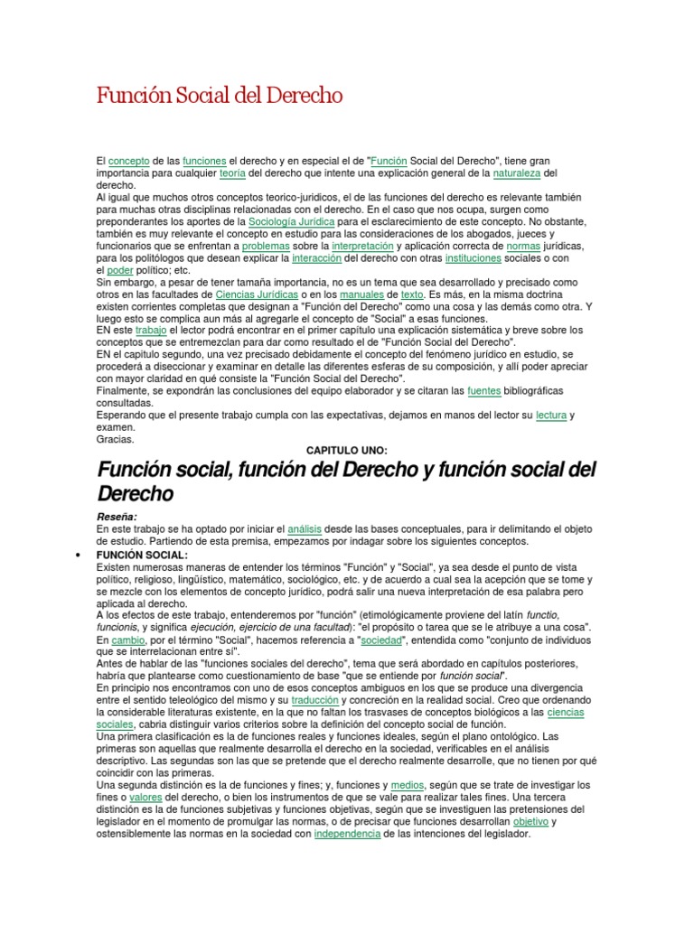 Función Social Del Derecho PDF Concepto Sociedad