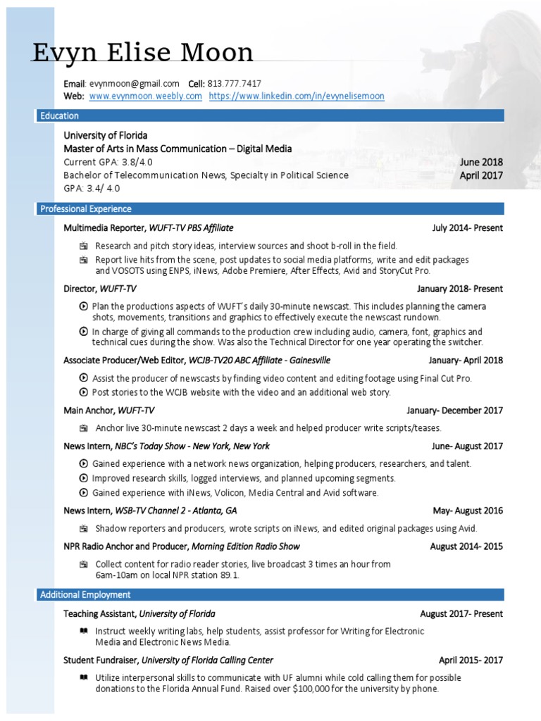 Media Professional's Resume | PDF | News Broadcasting | News