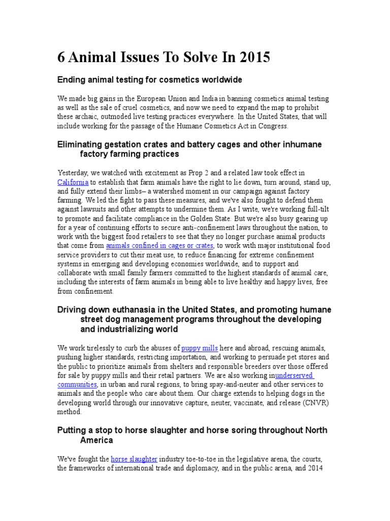 6 Animal Issues To Solve in 2015 | PDF | Poaching | Crime & Violence