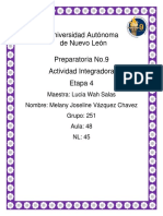 Universidad Autónoma de Nuevo León Preparatoria No.9 Actividad Integradora Etapa 4