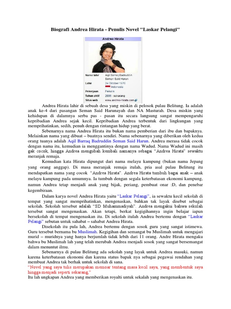 contoh biografi: Contoh Biografi Penulis