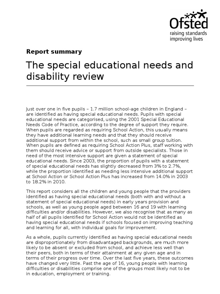 SummarySpecial Education Needs and Disability Review[1] Special