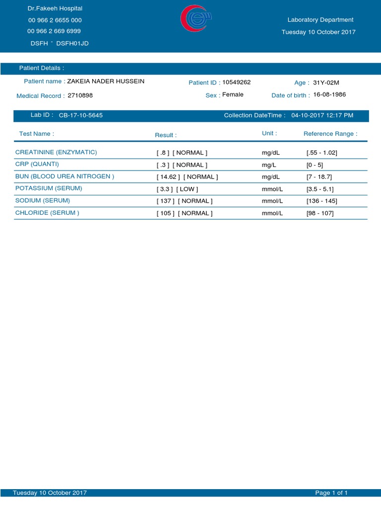 Patient Lab Results Summary | PDF | Wellness