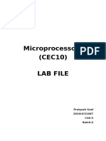 Microprocessors (CEC10) Lab File: Pratyush Goel 2016UCO1687 COE-3 Batch-2
