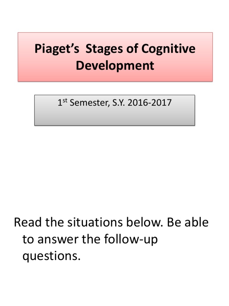Piaget's Cognitive Development Stages | PDF | Schema (Psychology ...