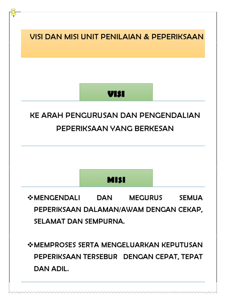 Visi Misi Unit Penilaian & Peperiksaan  PDF
