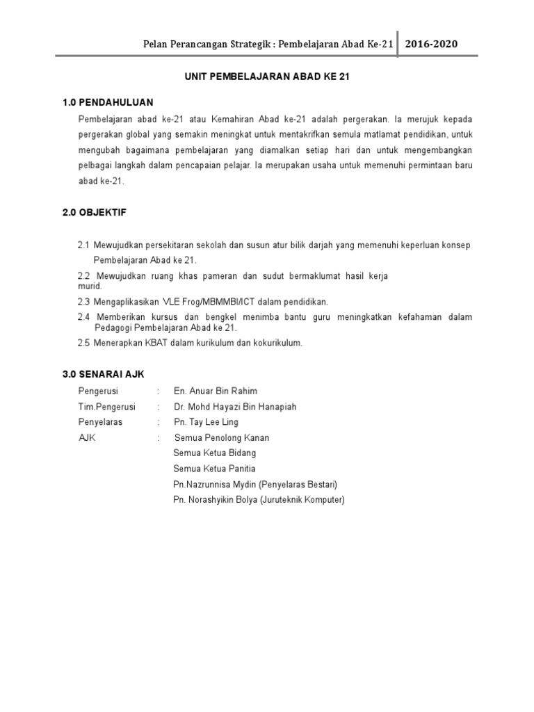 Pelan Strategik Pa21-2018